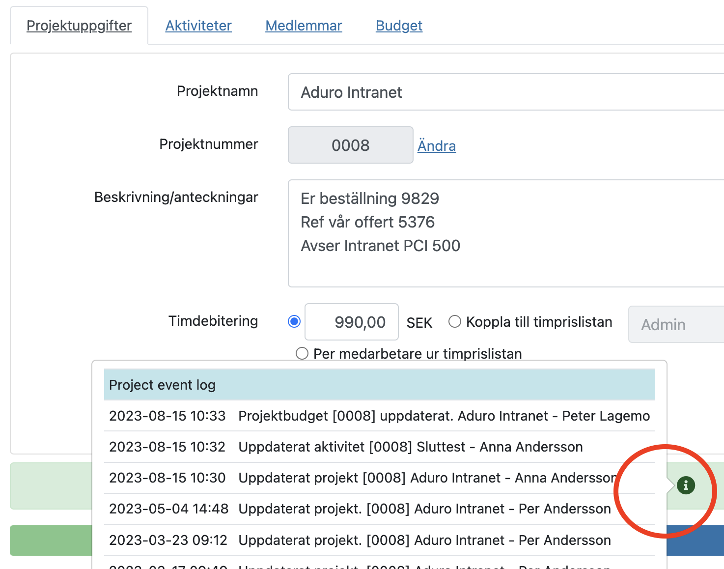Tic-Tac Mobile, projektloggen