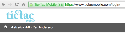 Tic-Tac Mobile, säker anslutning